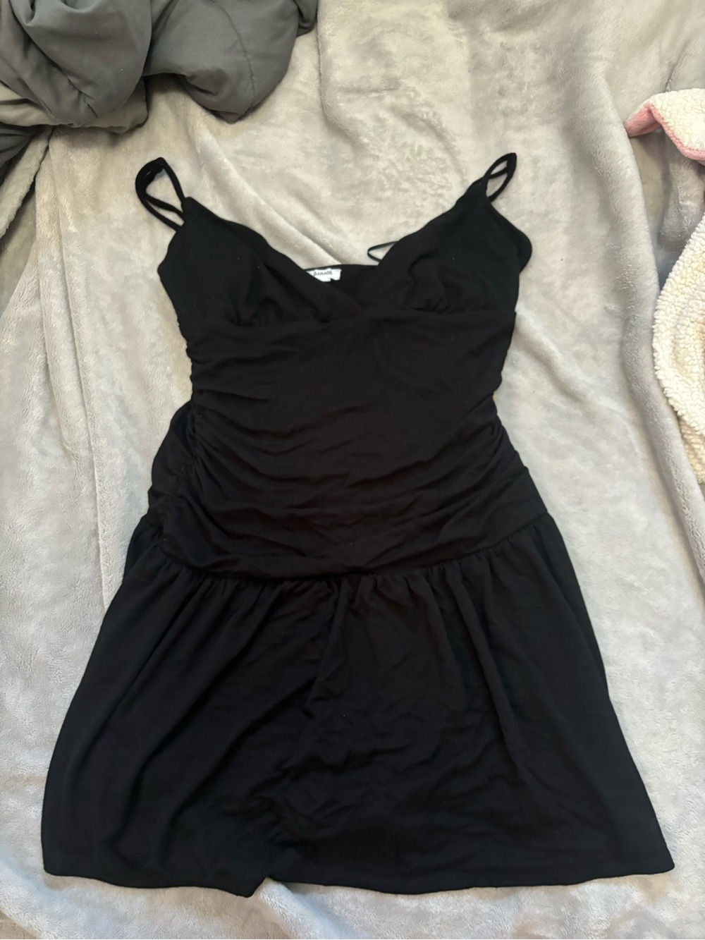 Garage Black Spaghetti-Strap Mini romper
